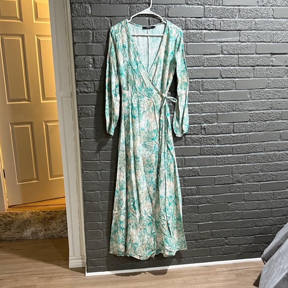 Ark & Co Teal and Cream Snakeskin Wrap Dress